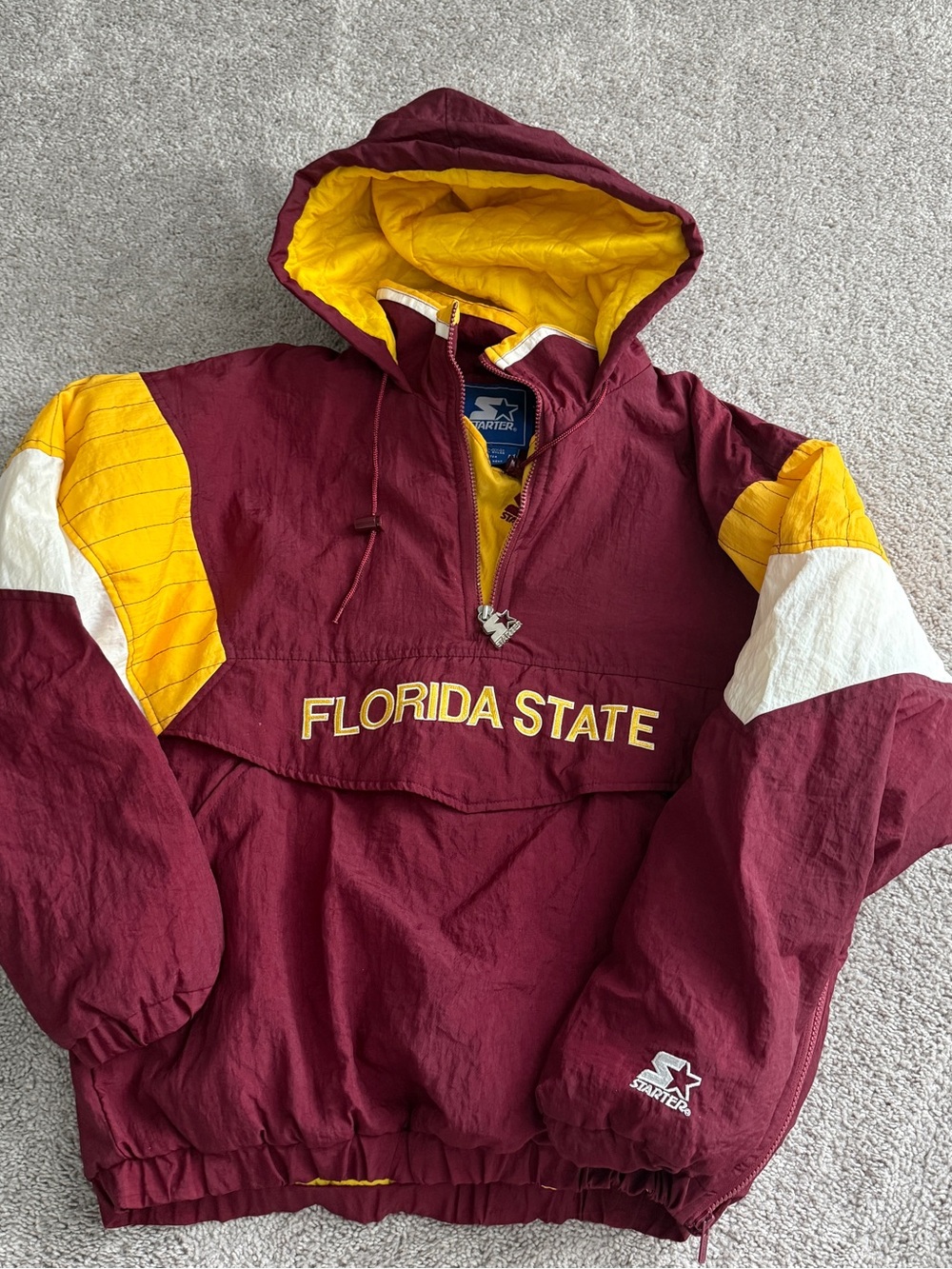 Vintage 90s Florida State Seminoles Starter Pullover Puffer Jacket Hooded FSU M